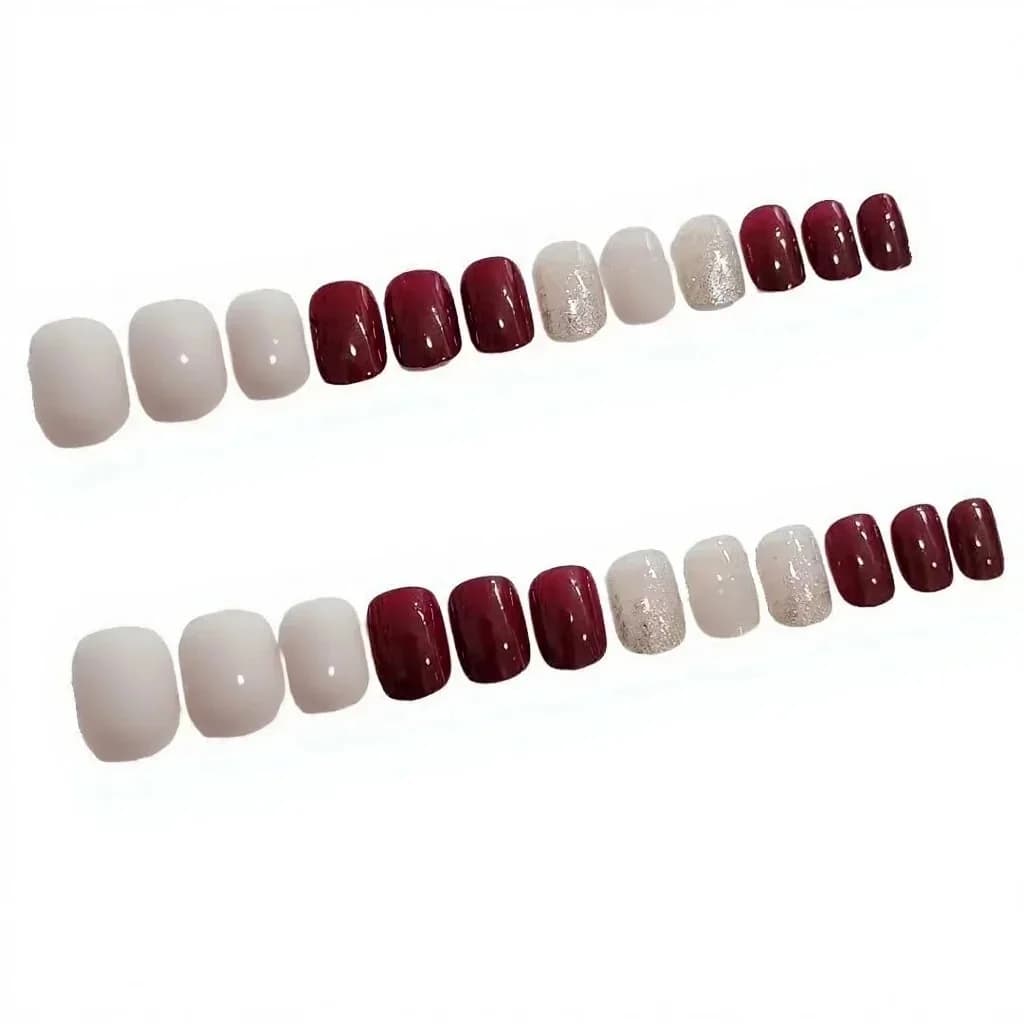 Rote Press-On Nägel Set 24 Stück Einfach Elegant