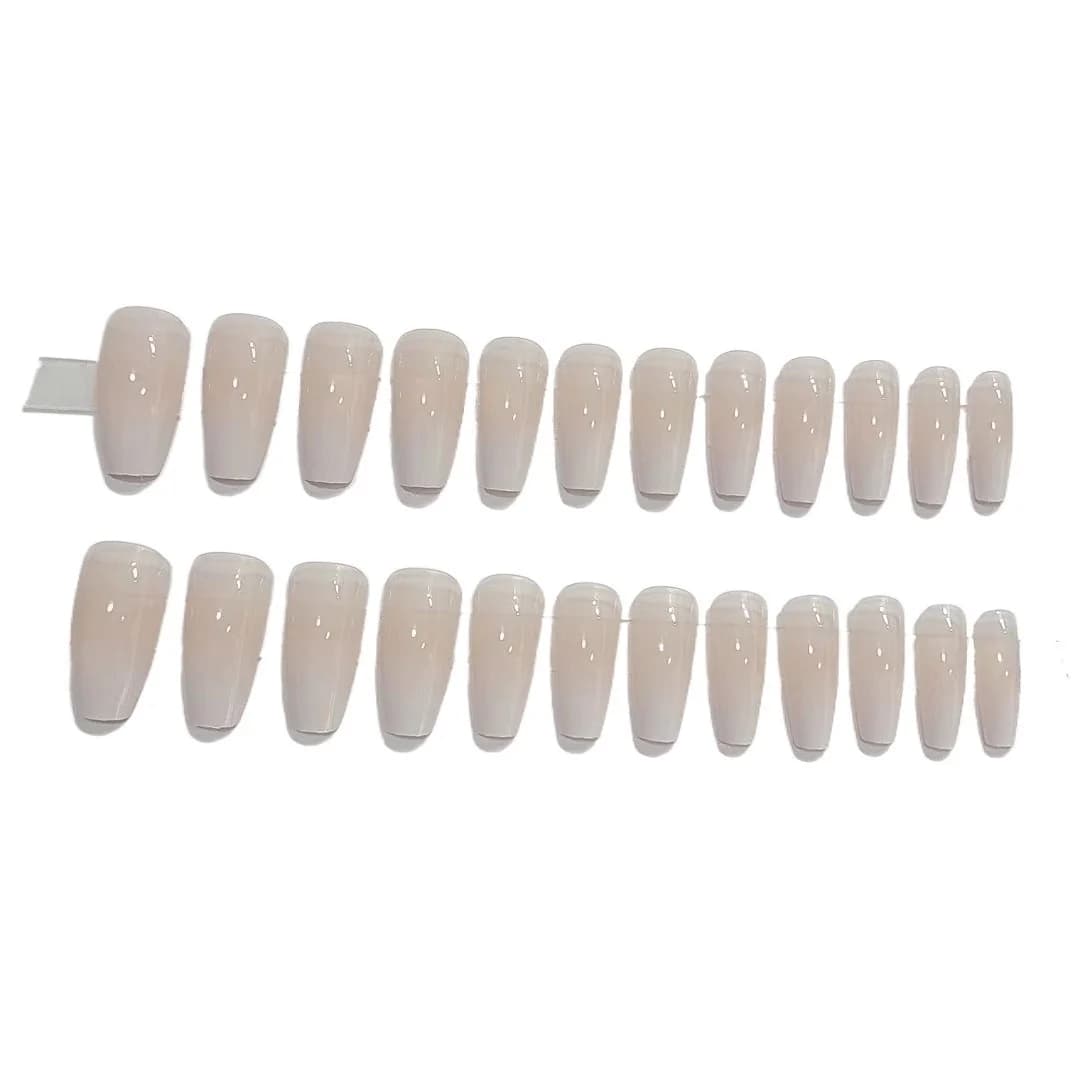 Milchweiß-Verlauf Aufstecknägel lang, Sargform, French-Style