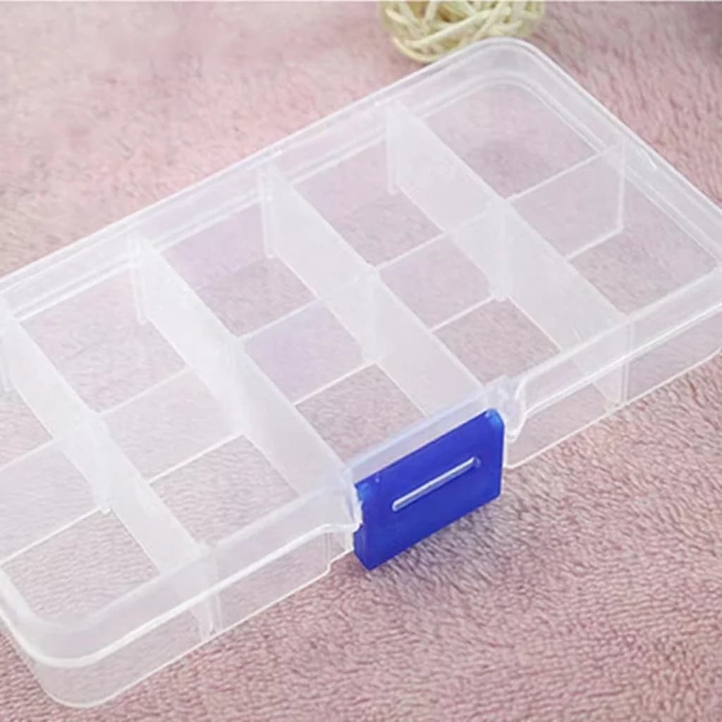 Klare Kunststoff-Aufbewahrungsbox mit 10 Fächern für Nail-Art-Steine und Werkzeuge