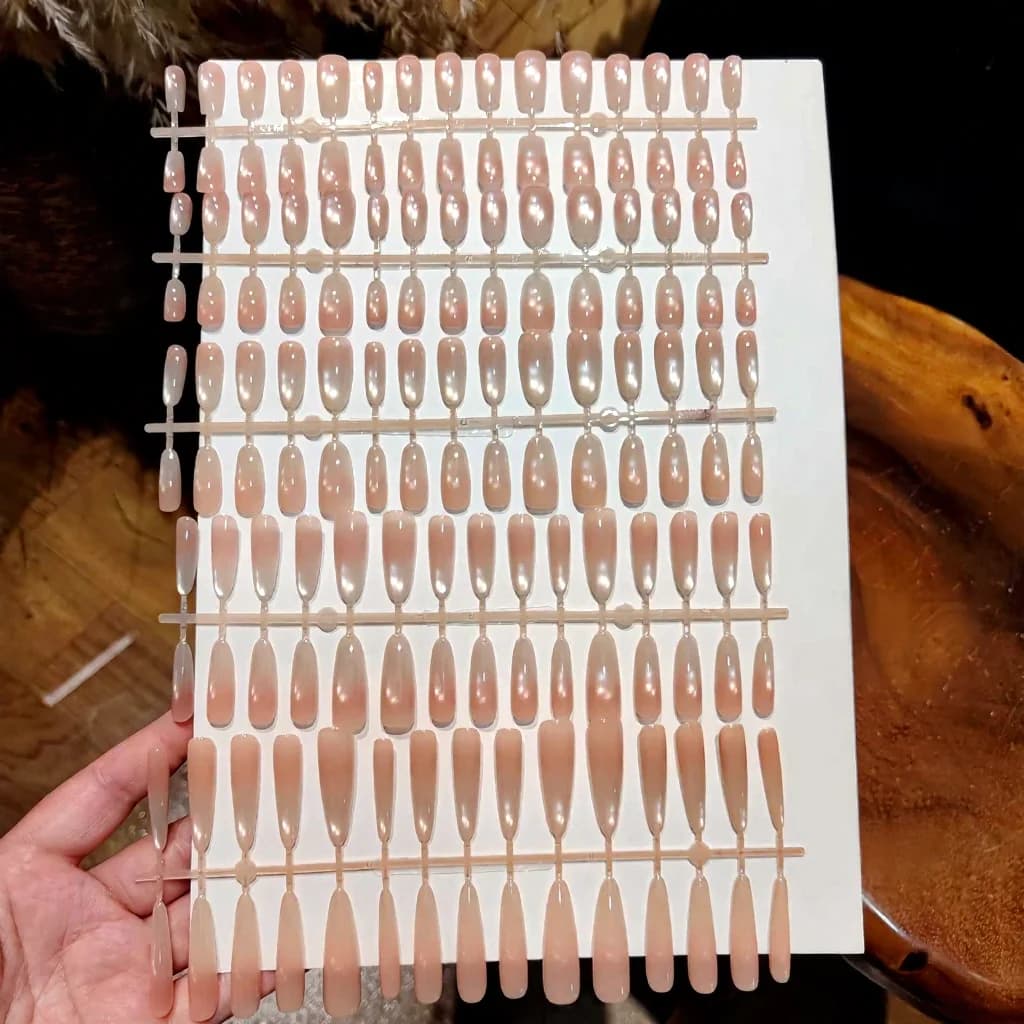 Cat-Eye Glasperl-Press-On-Nägel, vorgeklebte Falschnägel