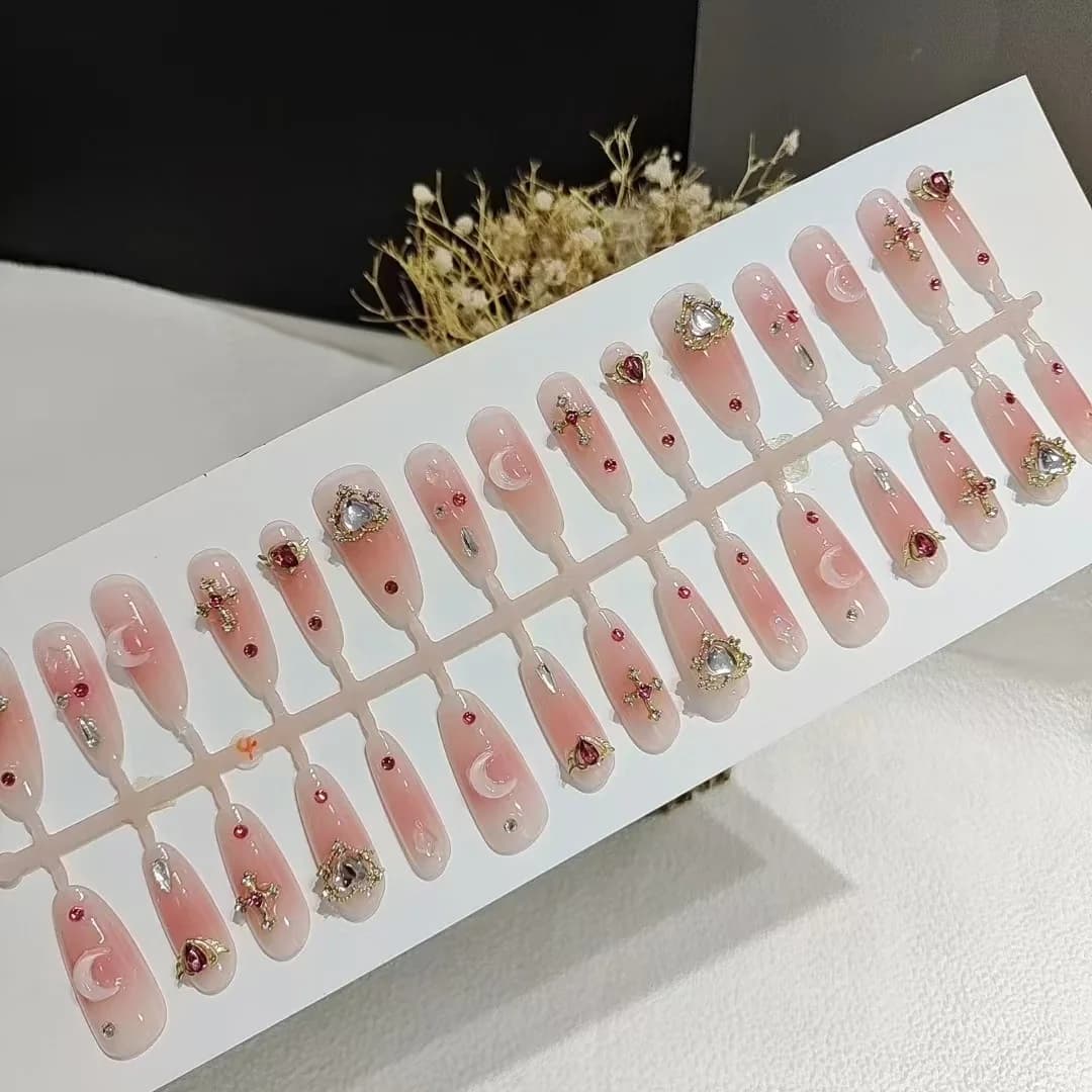 Aufsatznägel mit Strasssteinen, lange Stiletto-Form, 30 Stück