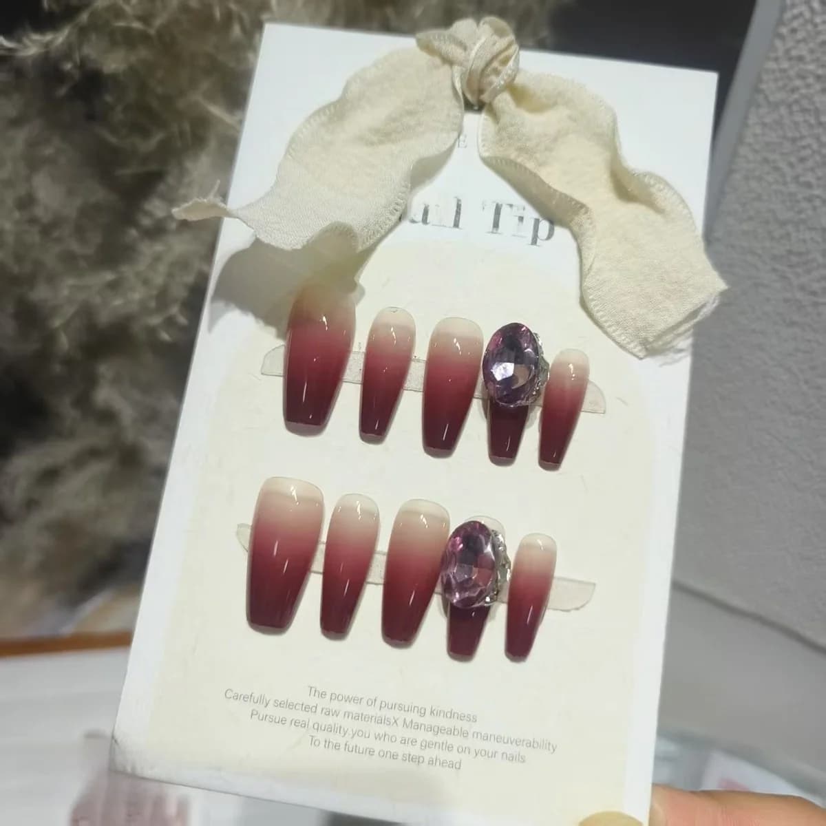Künstliche Nägel Zinnoberrot Ombre-Verlauf Mittel Coffin-Form