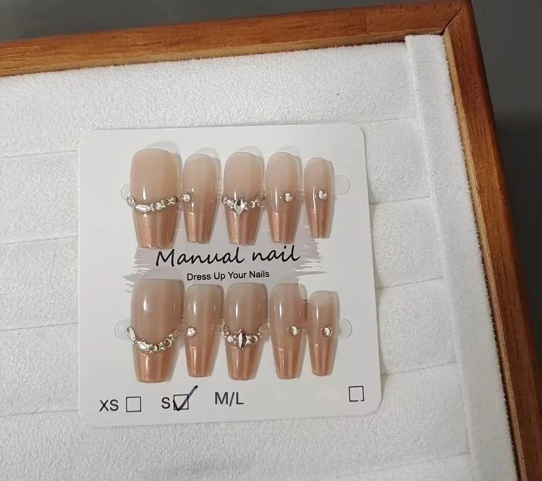 Klebenägel French Tip mit Strasssteinen 10 Stück