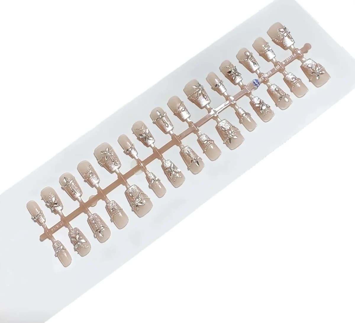 Eiskristall-Schmetterling Press-On-Nägel mit Strasssteinen, Glitzer-Maniküre-Set