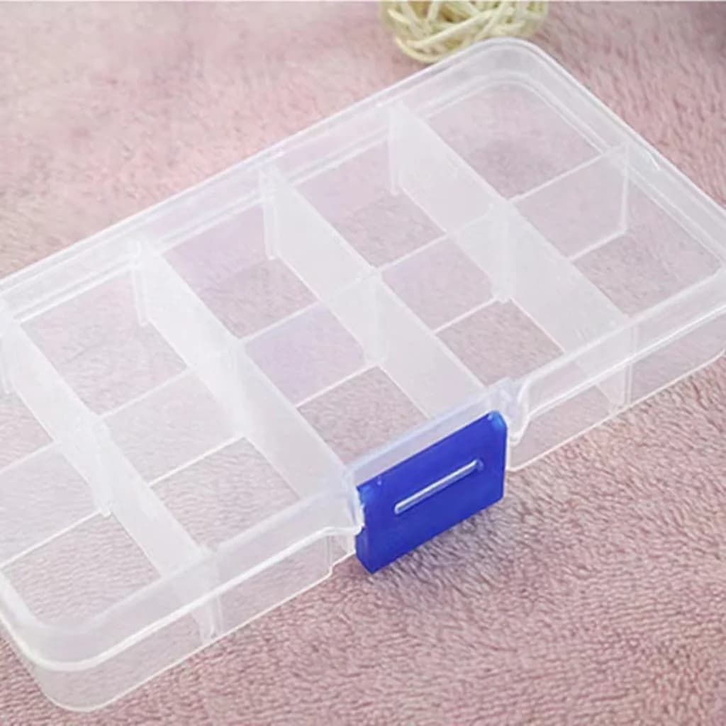 Klare Kunststoff-Aufbewahrungsbox mit 10 Fächern für Nail-Art-Steine und Werkzeuge