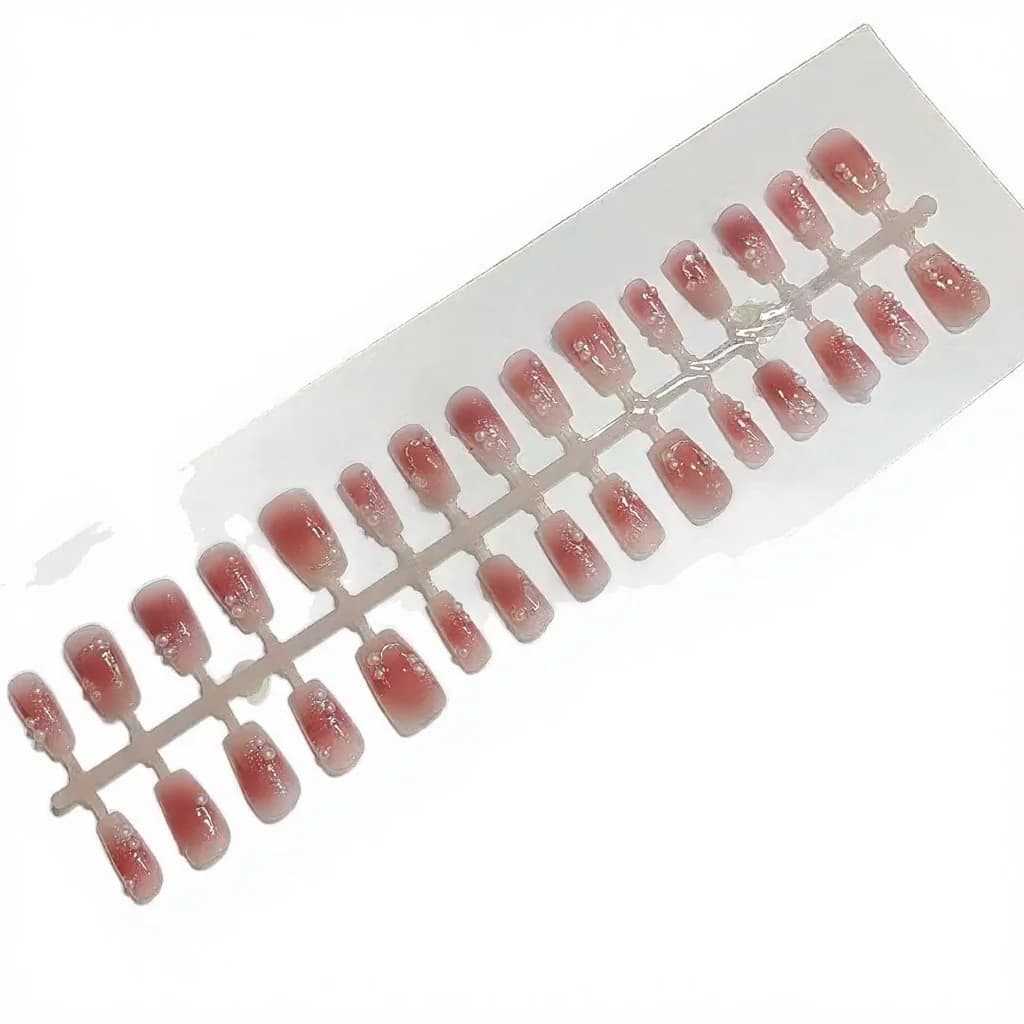 Kunstnägel kurz Sargform Pflaumen-Rouge Floral Schmetterling 30 Stück
