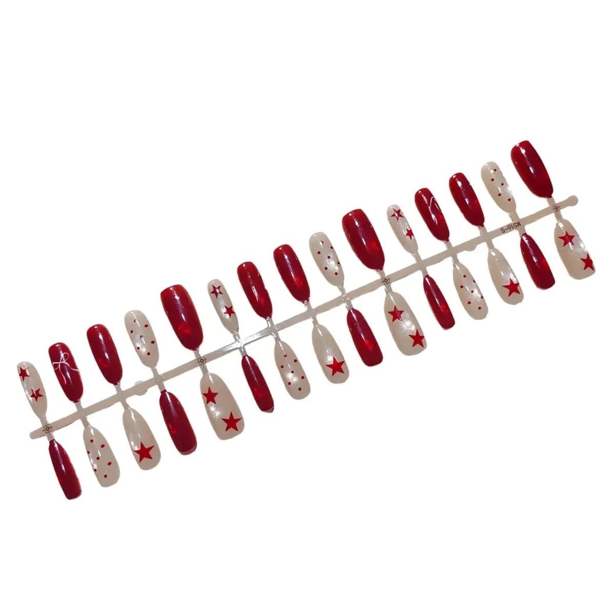 Press-On-Nails Cat-Eye Weinrot Sternenhimmel Mittel Oval