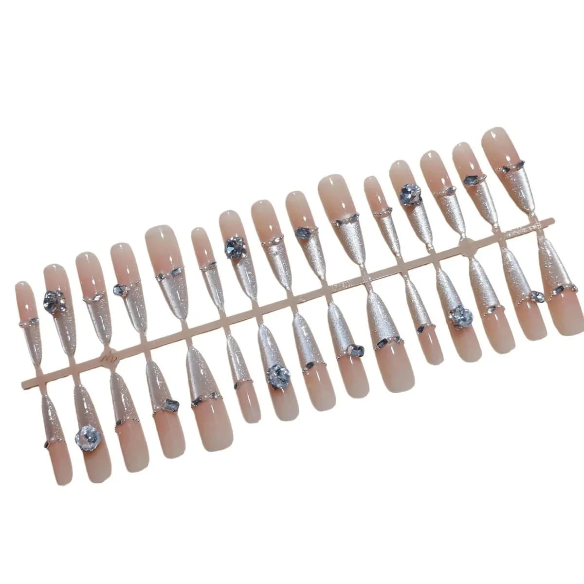 Perlglänzende Strass Cat Eye Glitzer Klebenägel Set
