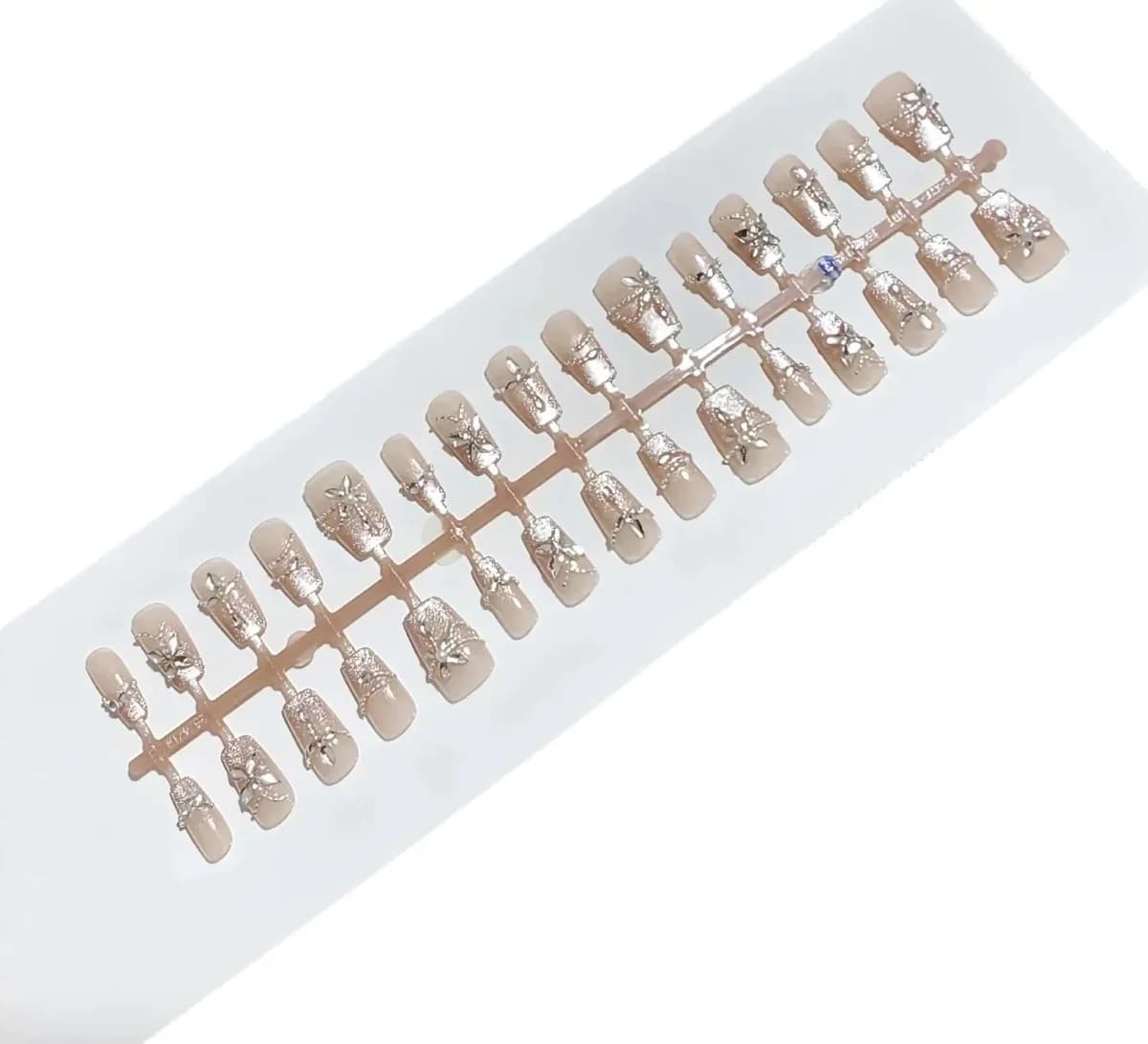 Eiskristall-Schmetterling Press-On-Nägel mit Strasssteinen, Glitzer-Maniküre-Set