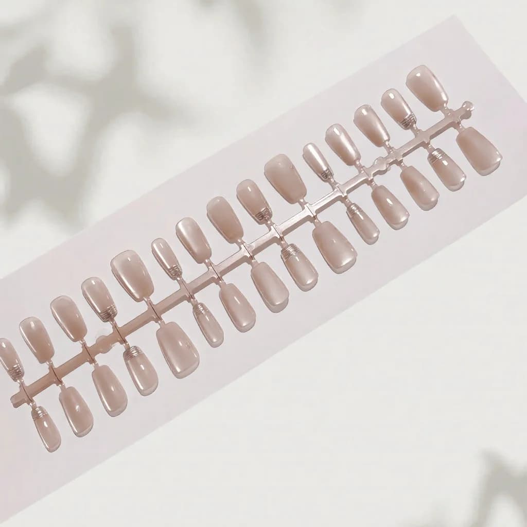 Rosa Blumen French-Tip Künstliche Nägel mit Cat-Eye-Chrome-Optik