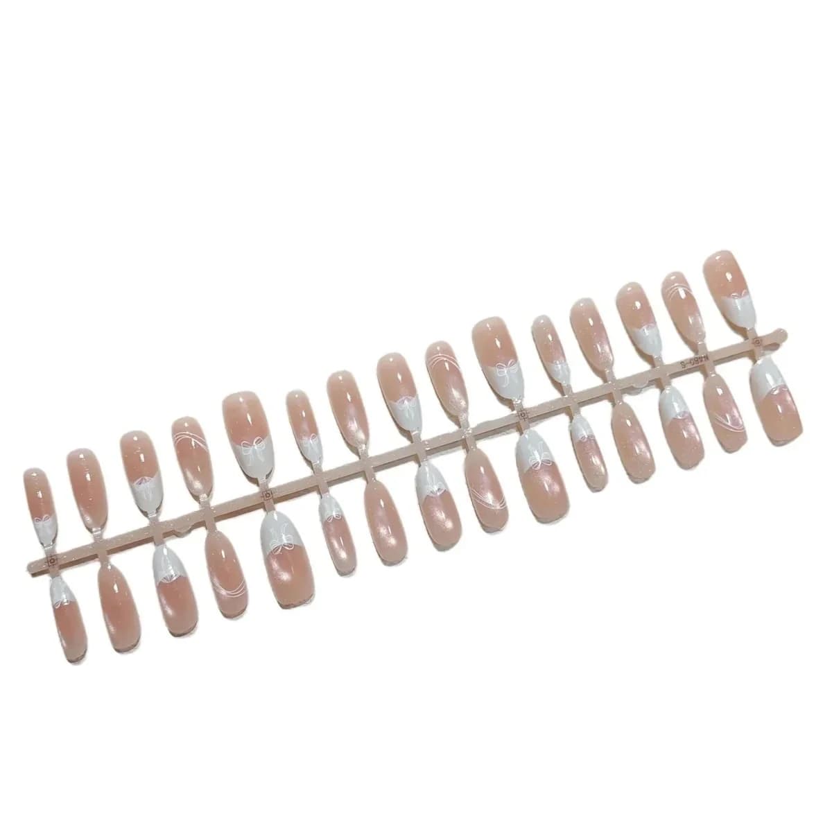 Milchweiße Cat-Eye Press-On-Nägel, mittlere ovale Form, 30 Stück