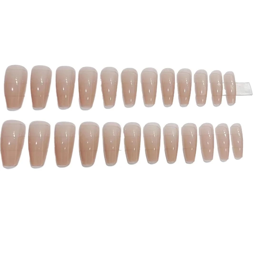 Lange Sargform Künstliche Nägel Jelly Transparent Nude Einfarbig