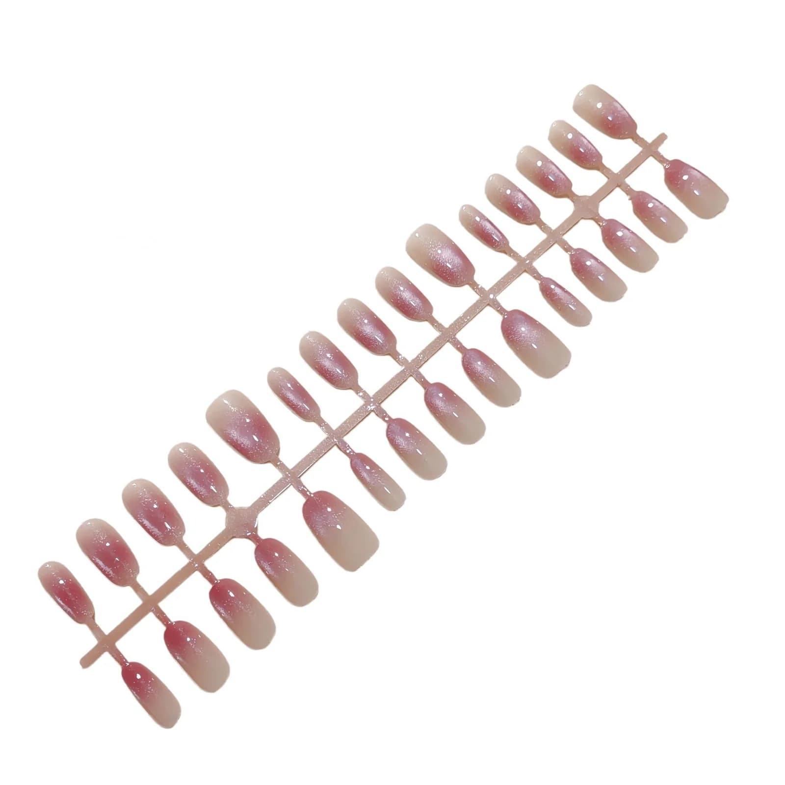 Rauchlila Cat-Eye-Kunstnägel, kurz/mittel oval mit Farbverlauf