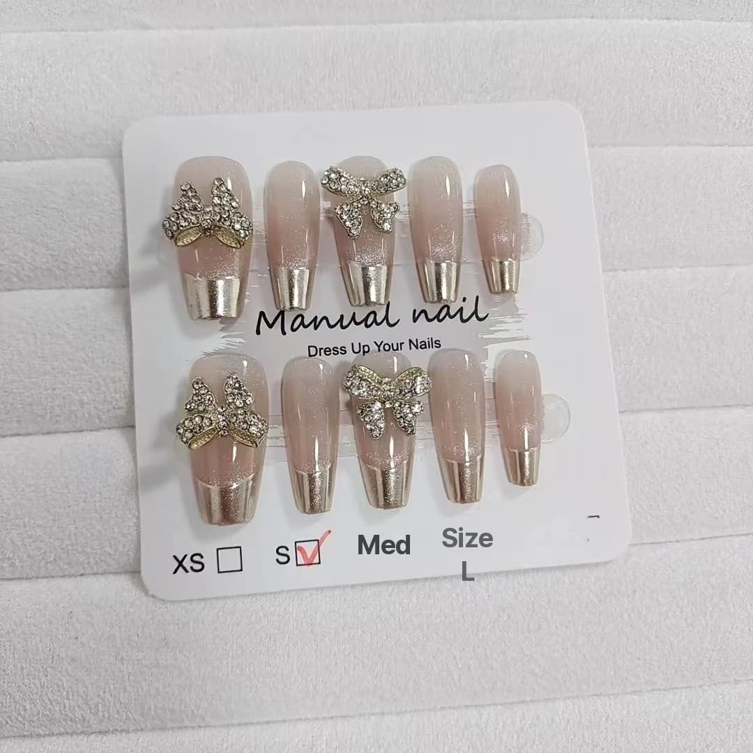Schmetterling Cat-Eye Press-On-Nägel mit Spiegel-Chrome-Finish