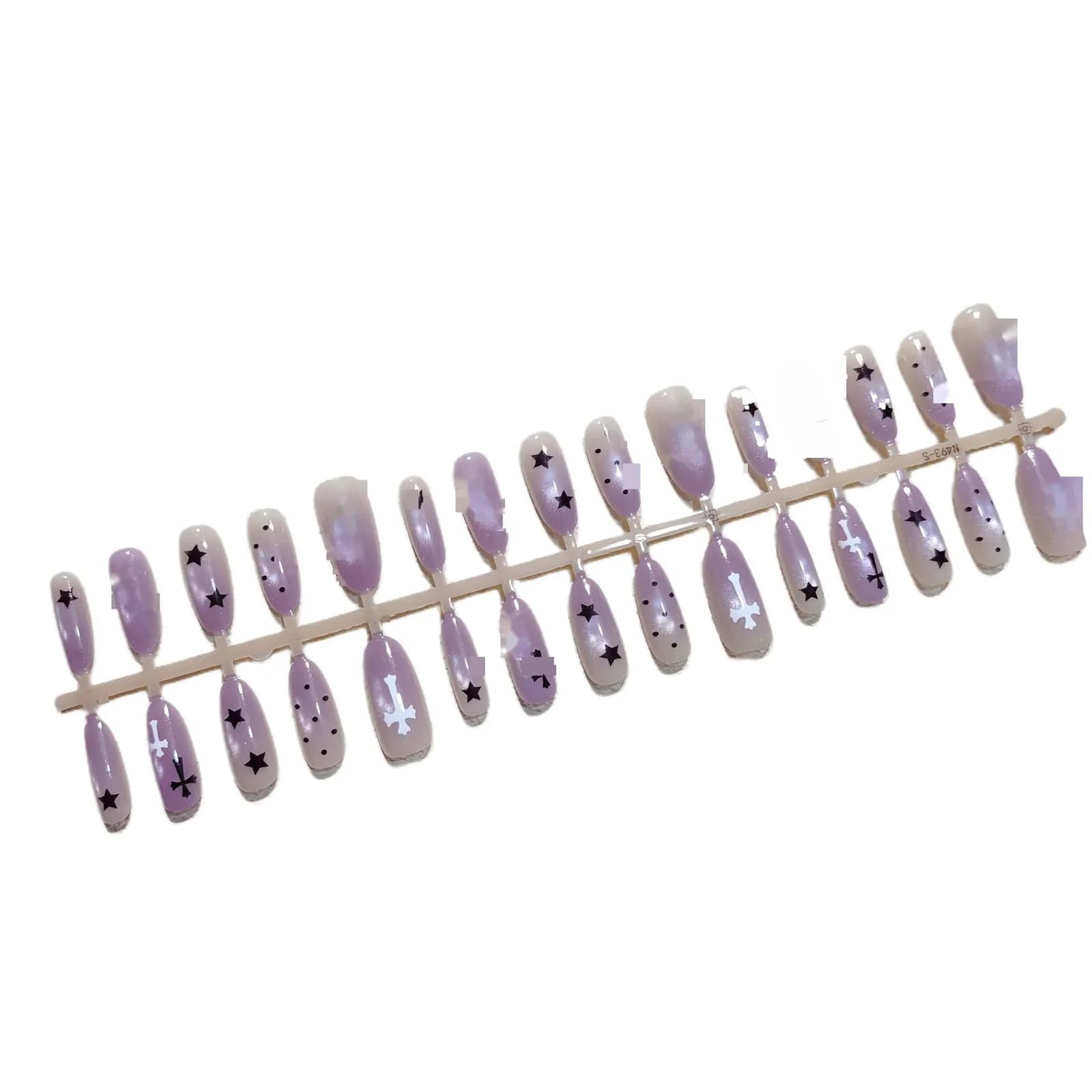 Lila Sternenhimmel Cat Eye Press-On Nails Medium Ovalform 30 Stück
