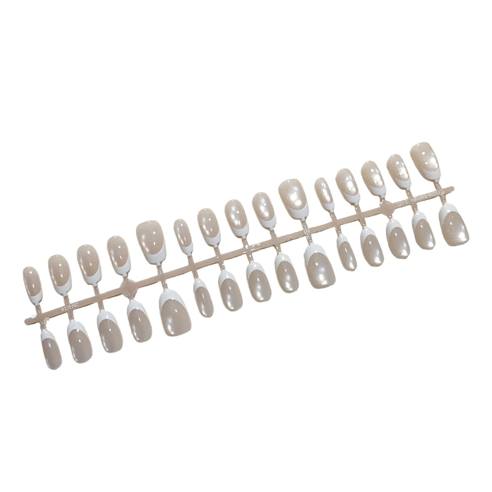 French White Cat Eye Klebenägel Kurz Oval 30 Stk