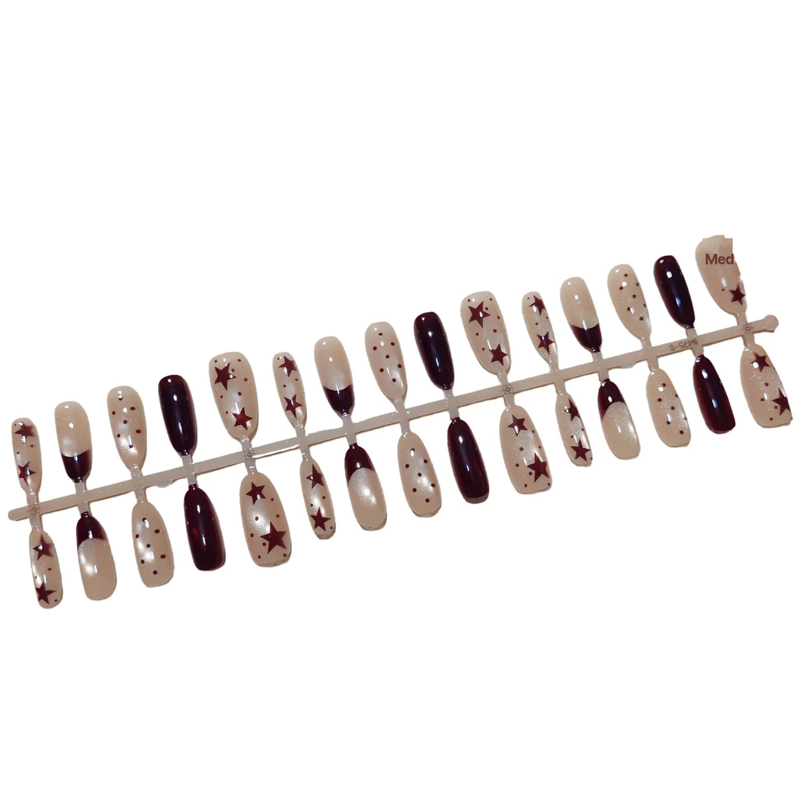 Braune Cat-Eye Künstliche Fingernägel mit Sternen und Punkten