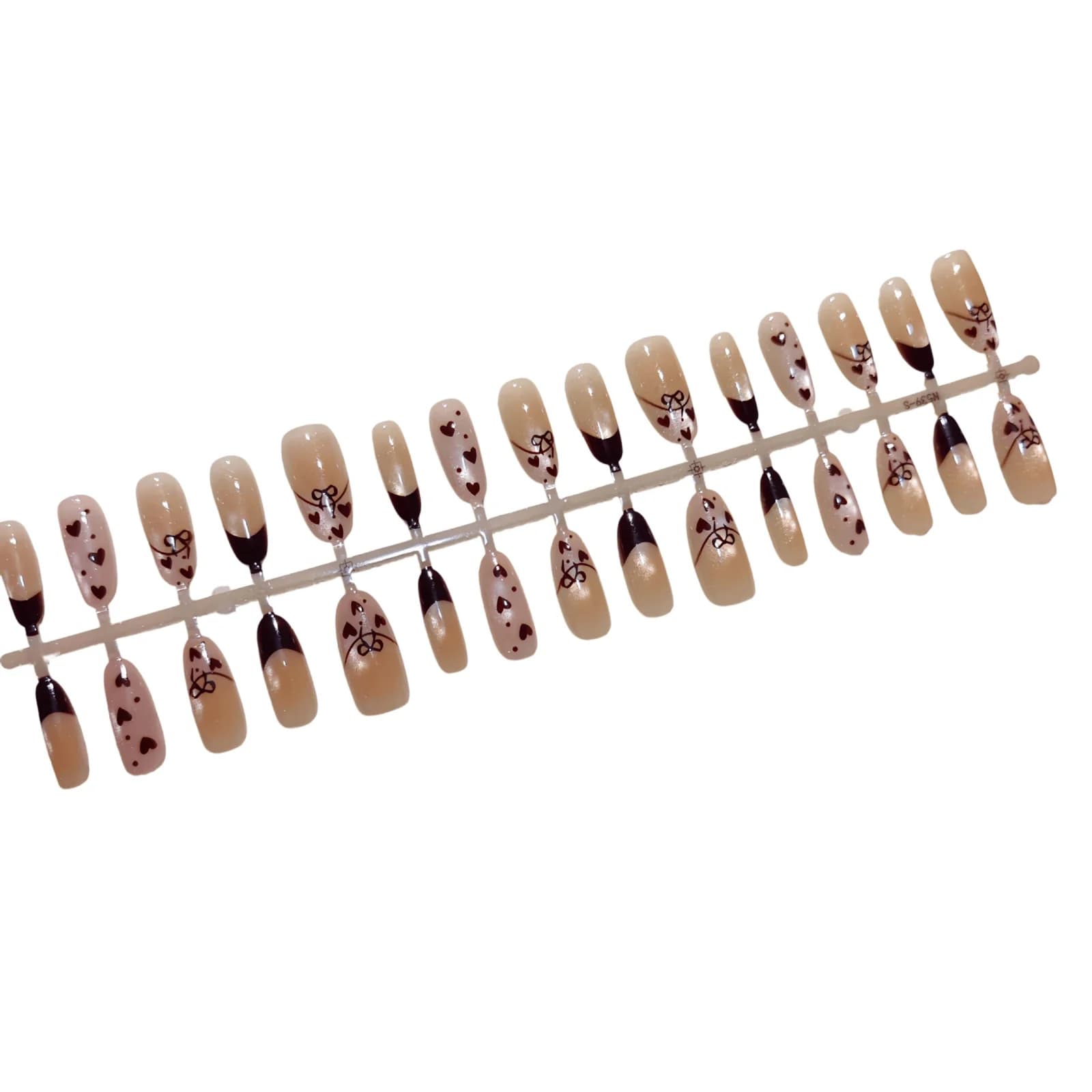 Karamellfarbene Schmetterlings-Cat-Eye-Kunstnägel, mittel, oval, 30 Stk.